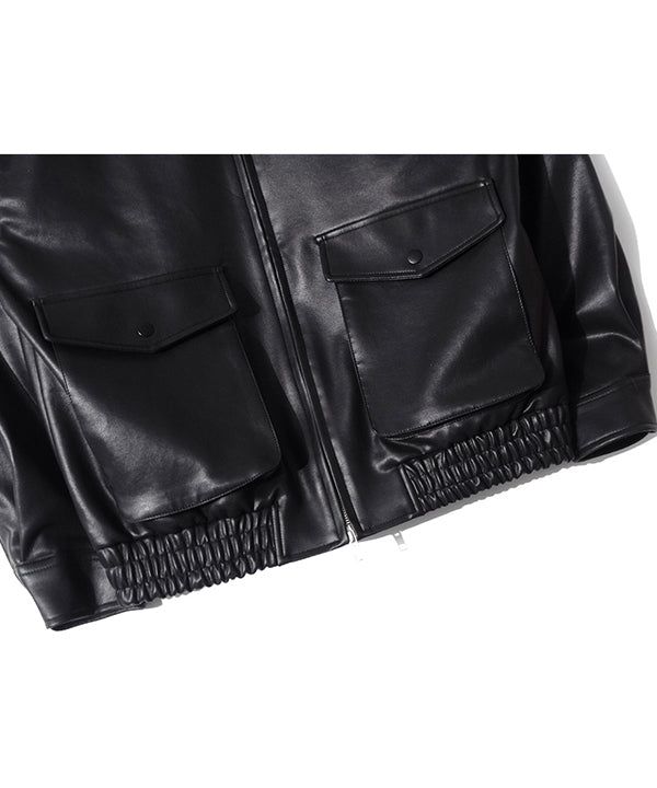 RG Synthetic Leather Pocket Jacket (Black)