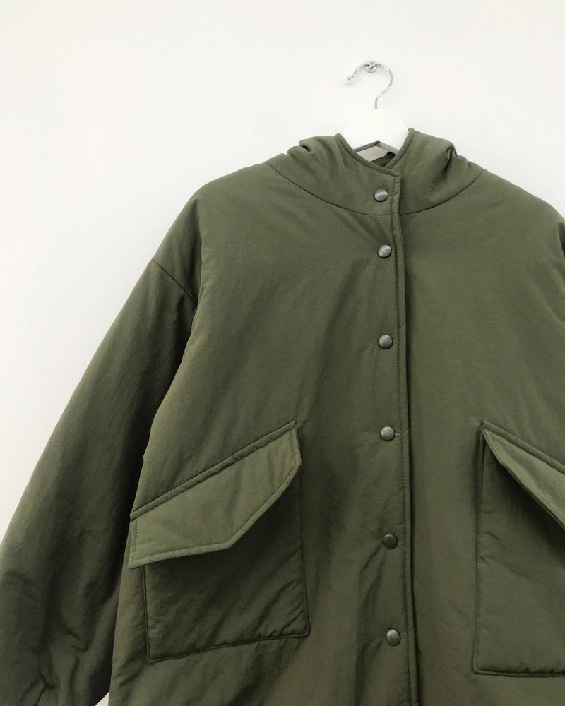 Matte Snap Hooded Padded Jacket (2 Colors)