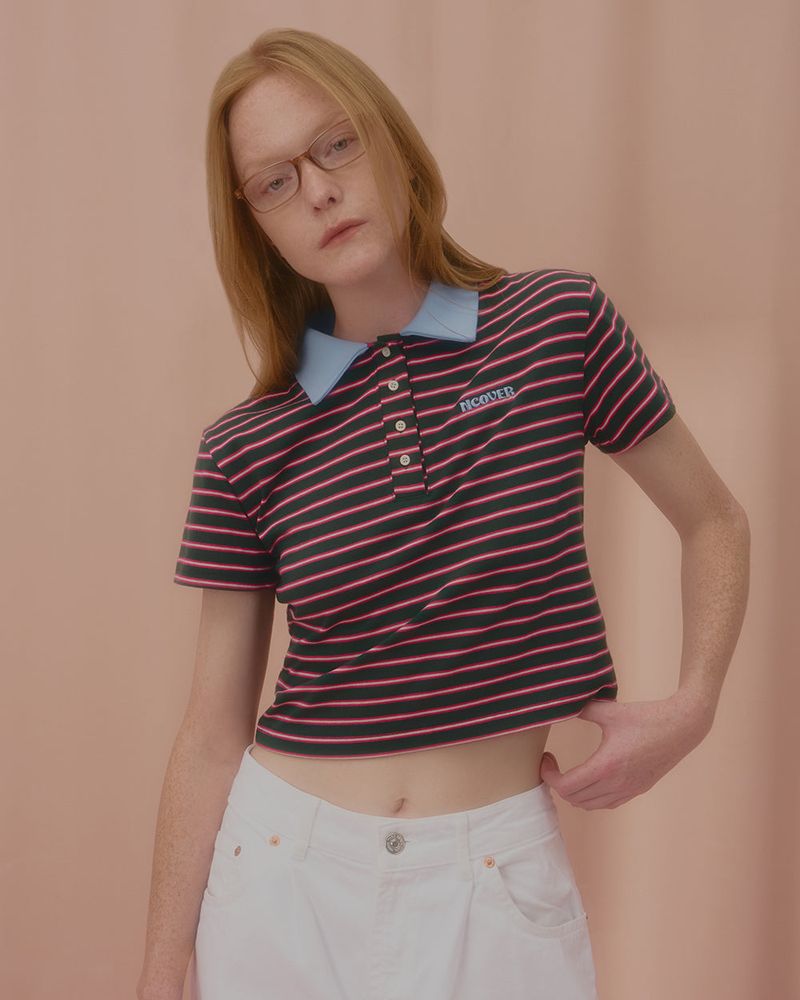 STRIPE LOGO COLLAR TSHIRT