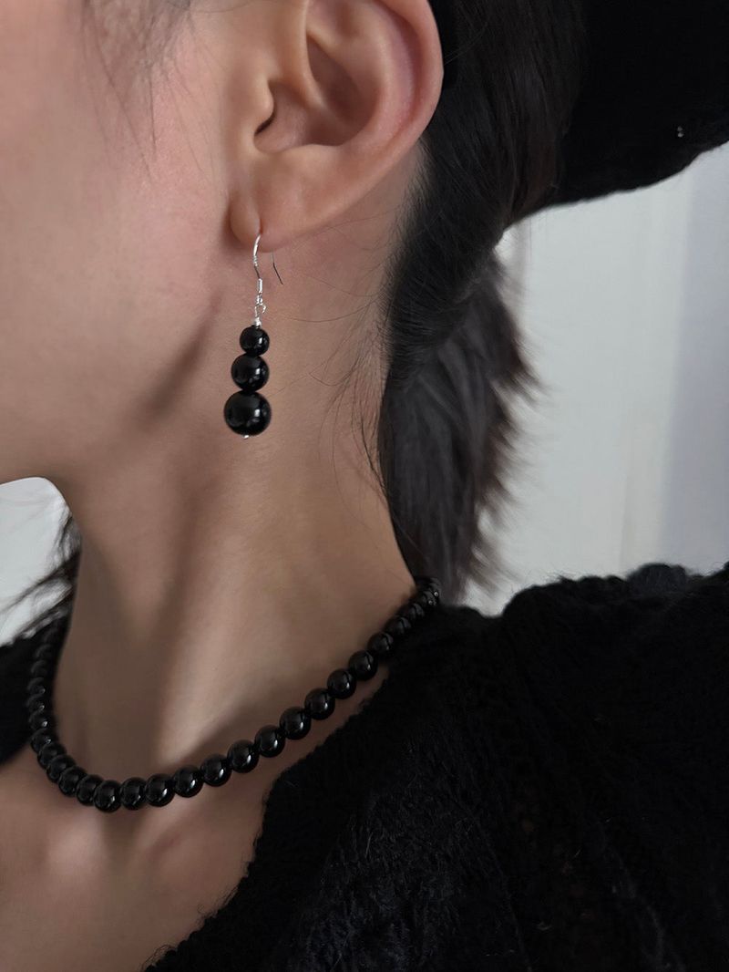 MOSXE（モスクス）の「[925silver] Drop onyx earring（Accessories）」