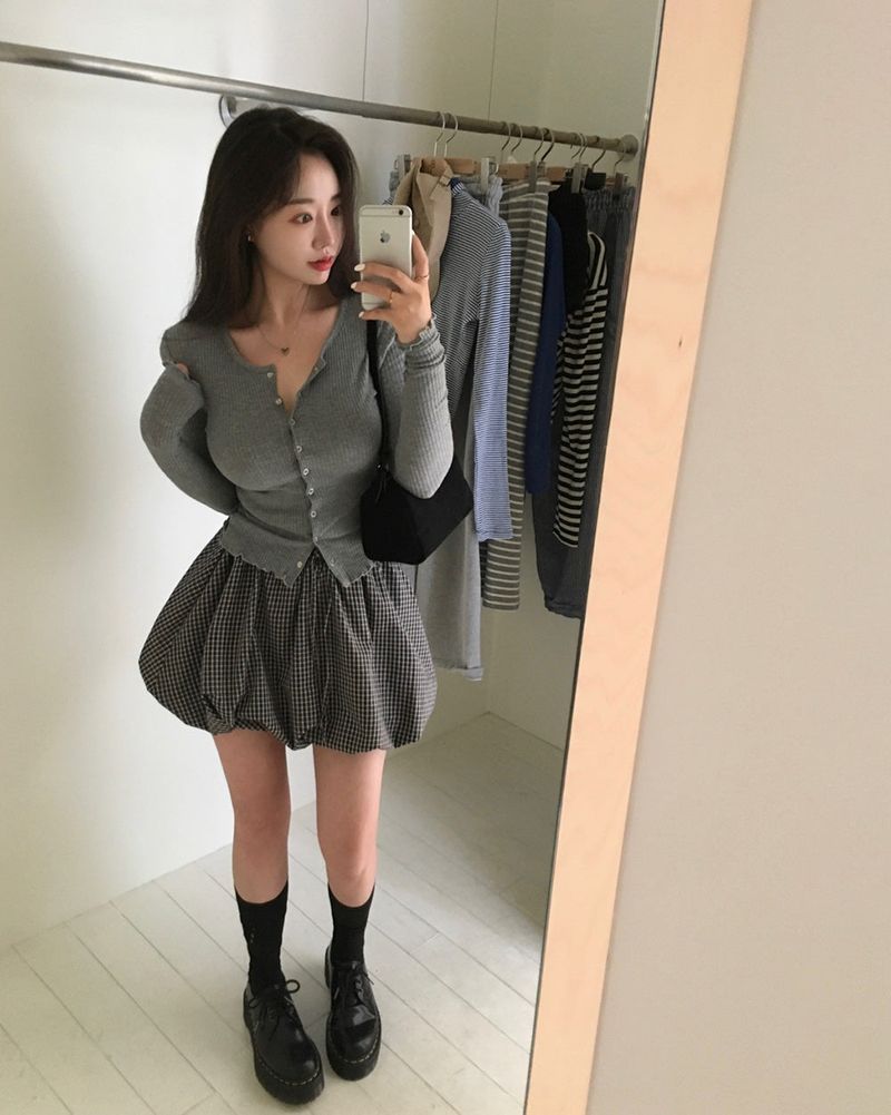 Slim Button Long Sleeve Cardigan