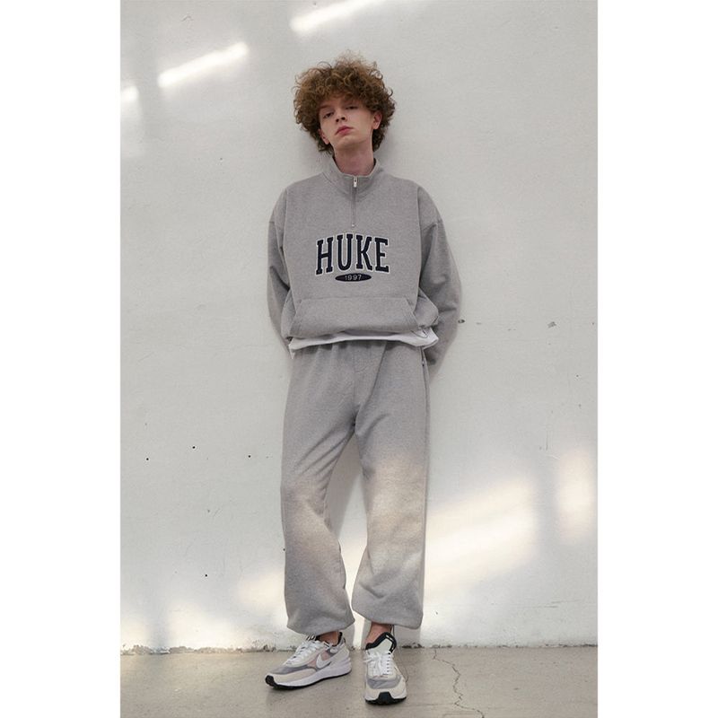 HUKE ロゴ ブラック ハーフ ジップアップ MTM