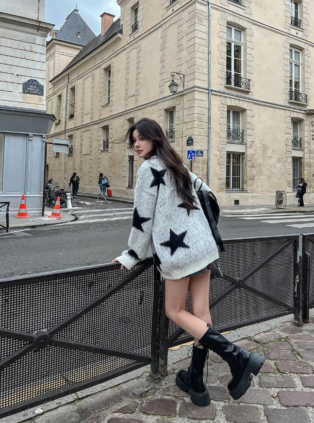 Star loose fit brush knit