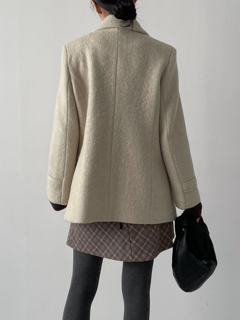 [wool95%] Sander Collar Wool Half Coat