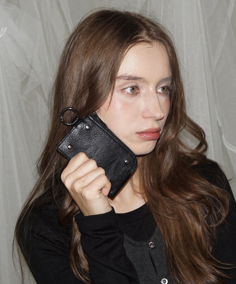 【MADE】zippy leather wallet [ black, leopard ]