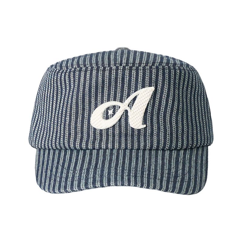 Stripe Stitch Denim Pillbox Cap