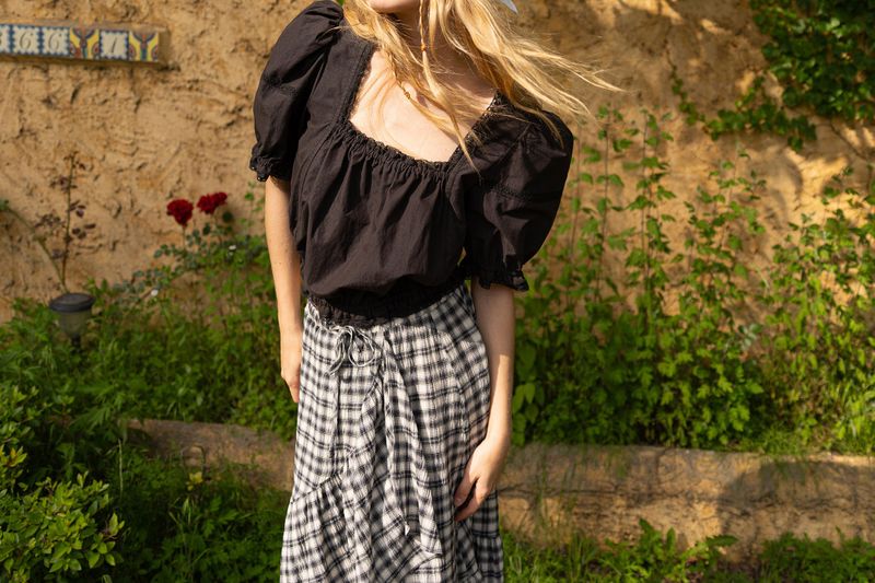 Ruffle long skirt_check