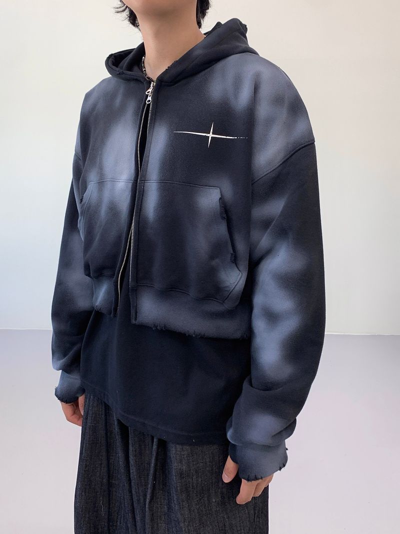 Unisex Tie Dye Over Hooded Zip-Up 2C