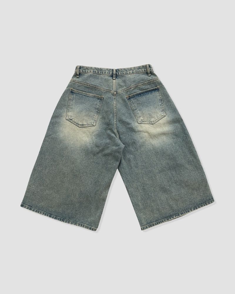 Level-Distressed Bermuda Denim Shorts