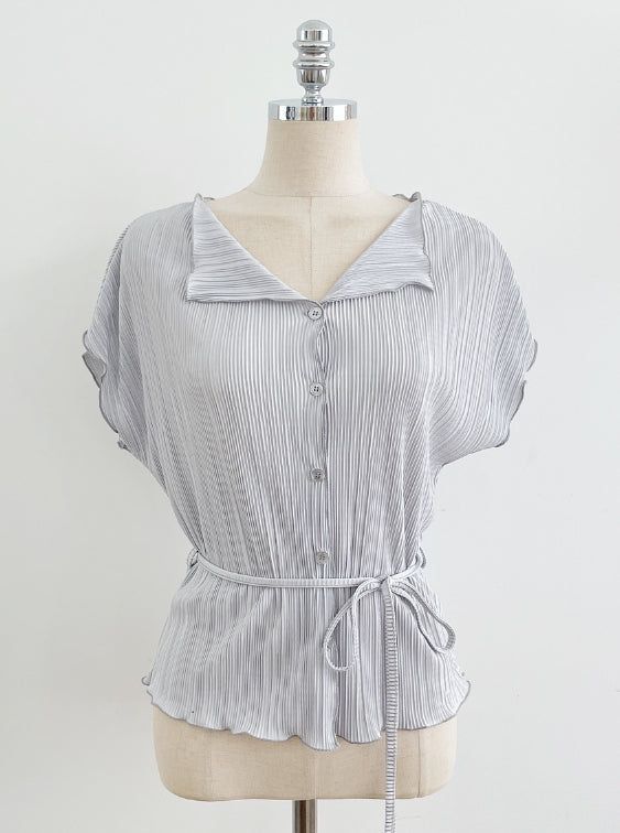 Weave Pleats Banding Skirt