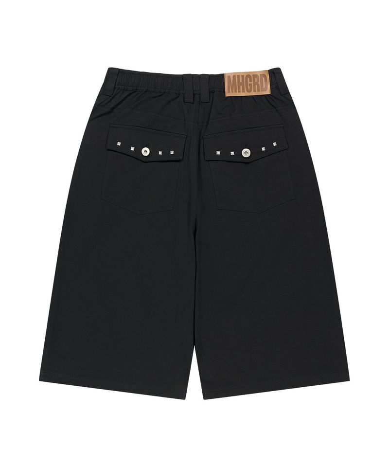 CROSS STUD TWILL SHORTS_BLACK