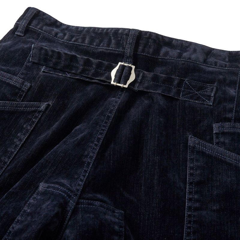 Velvet denim work pants / Dark navy
