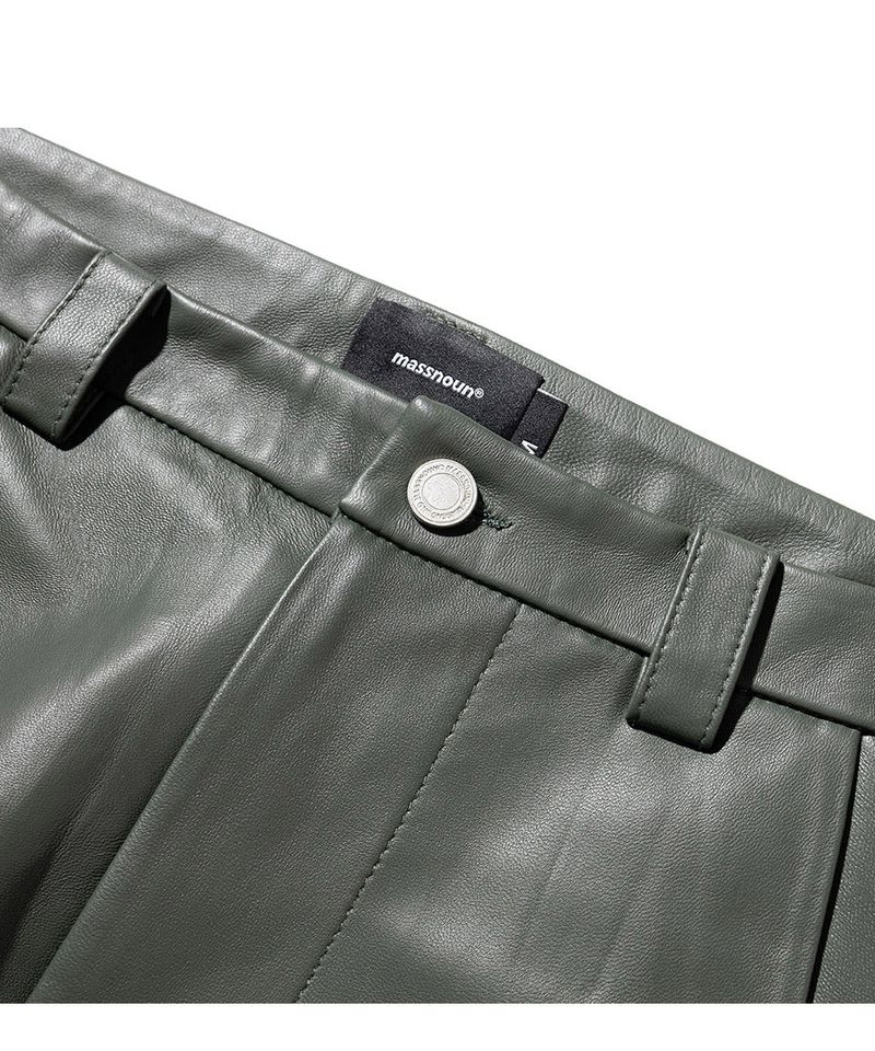 LAMSKIN CURVED LINE PANTS