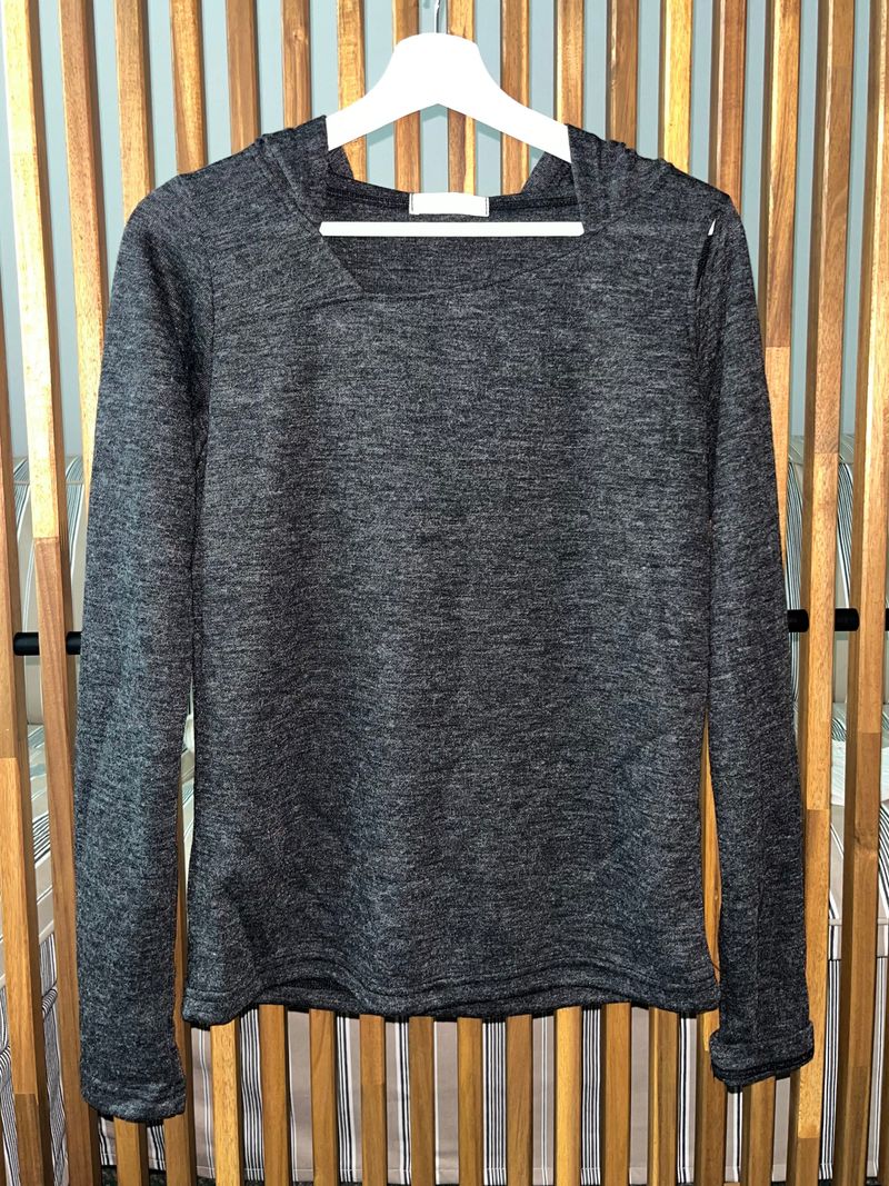 unbal slit hoodie