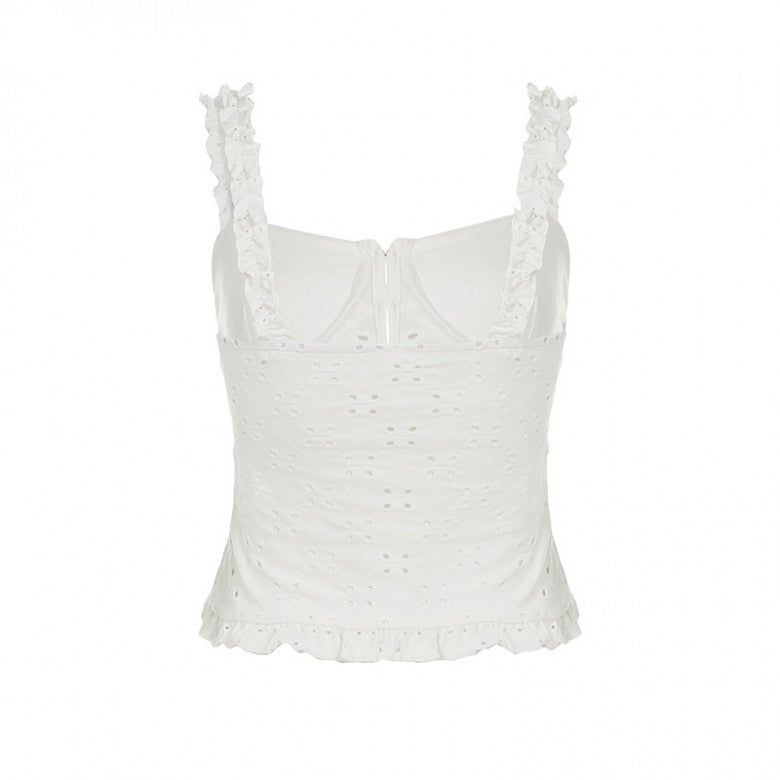 a punching eyelet bustier blouse