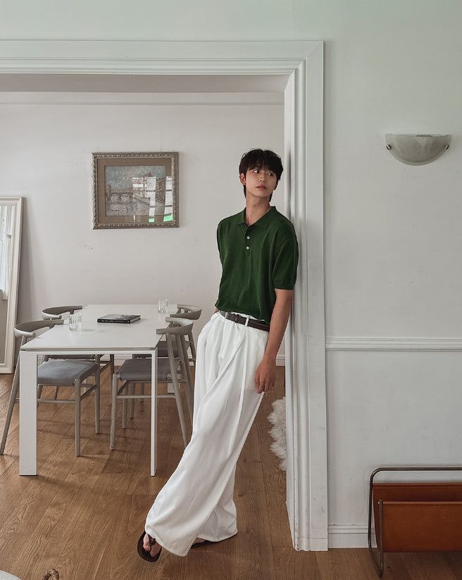 Summer Cooling Deep-Tuck Wide Slacks