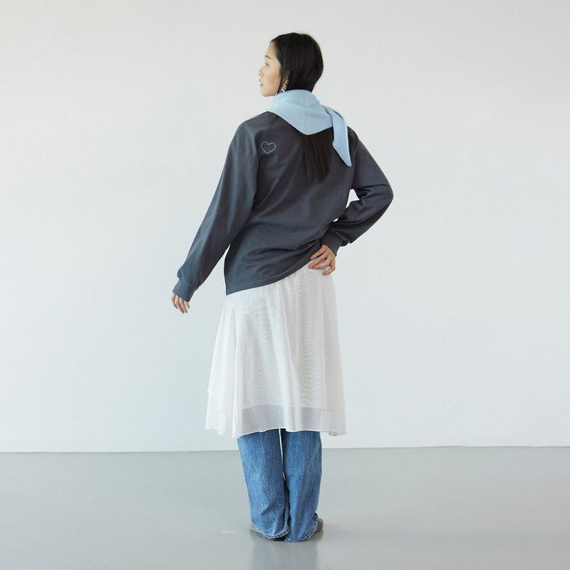 Mesh ruffle skirt_ivory