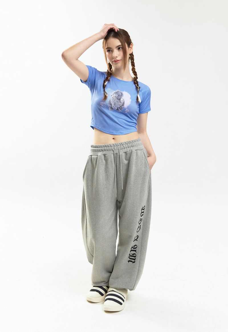 Heart bunny Raglan Crop-T (blue)