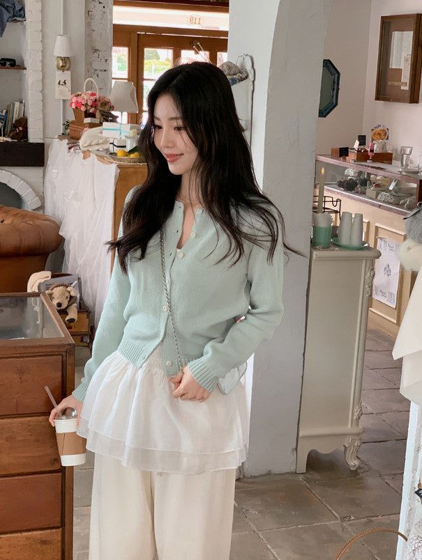 Basic Cotton100 Round Knit Cardigan (7color)