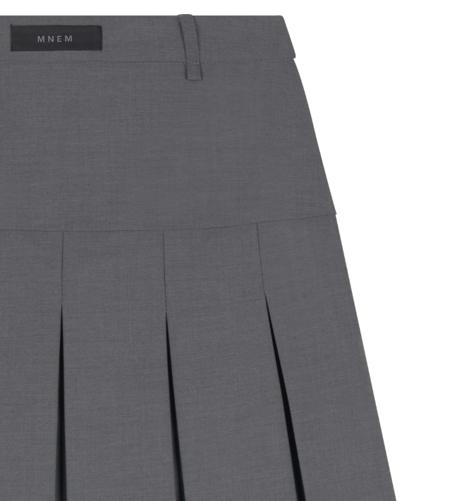 [mnem] loop pleated midi skirt (gray)
