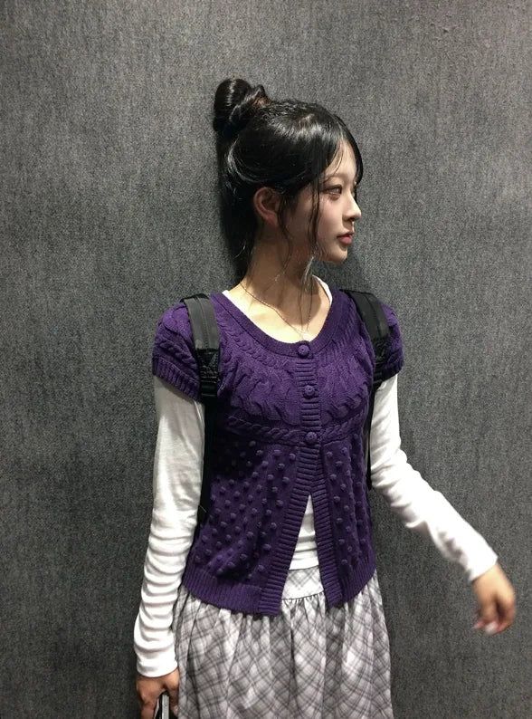 anyonemore（エニーワンモアー）の「Remun Button Cable Knit Short Sleeve Cardigan（Tops）」