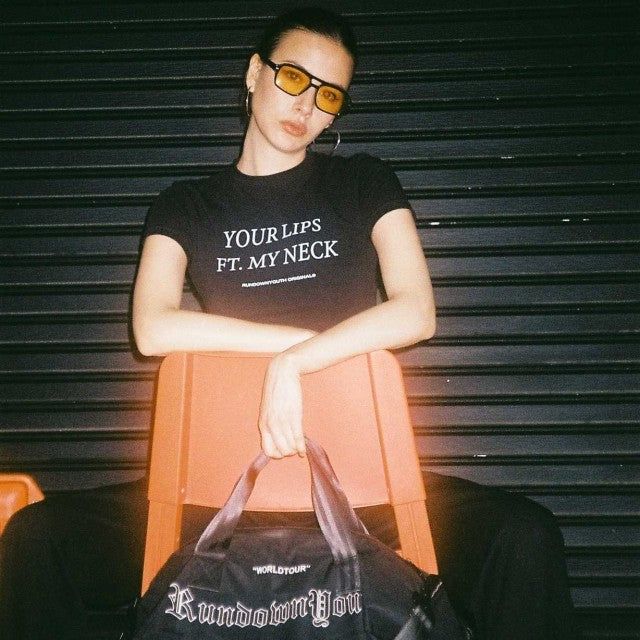‘Your lips ft. My neck’ Crop Tee Black