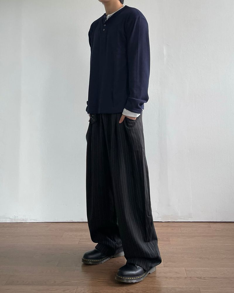 Drape Stripe Banding Slacks