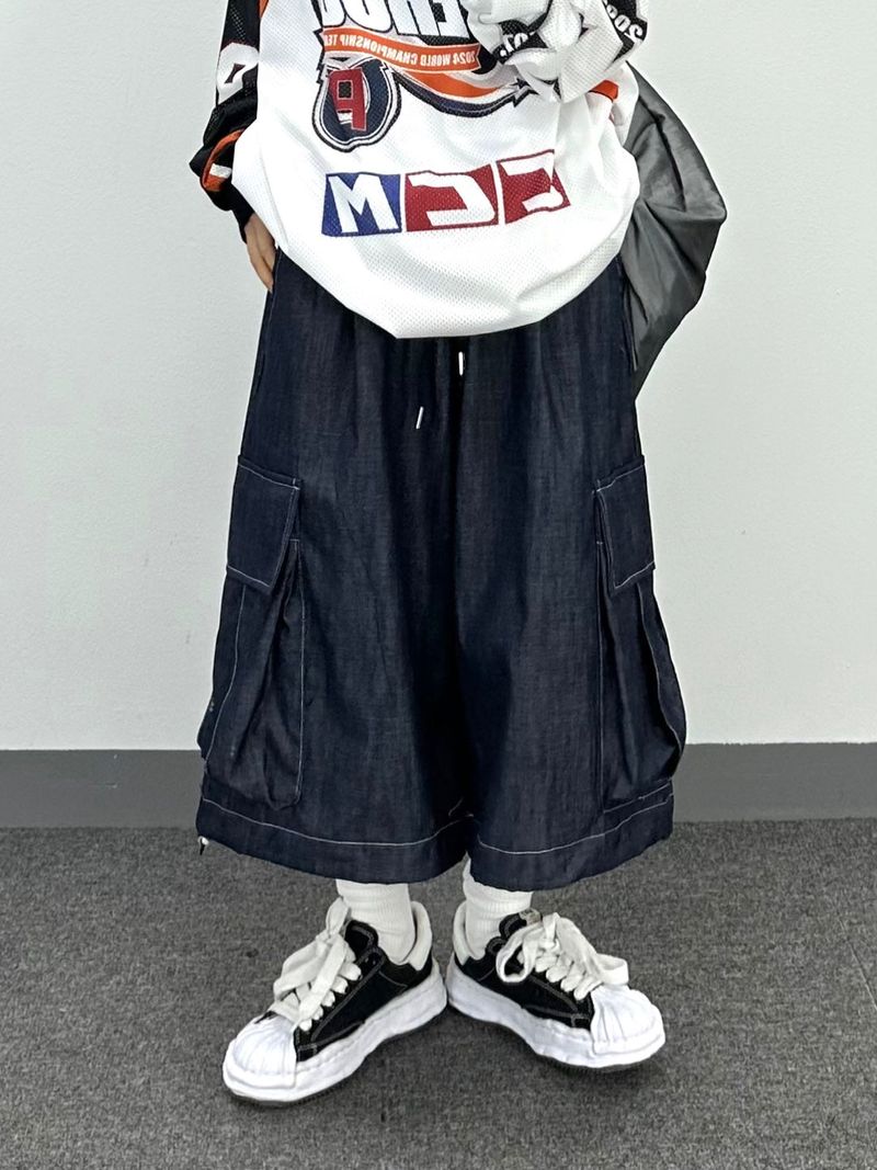  natural denim bermuda pants