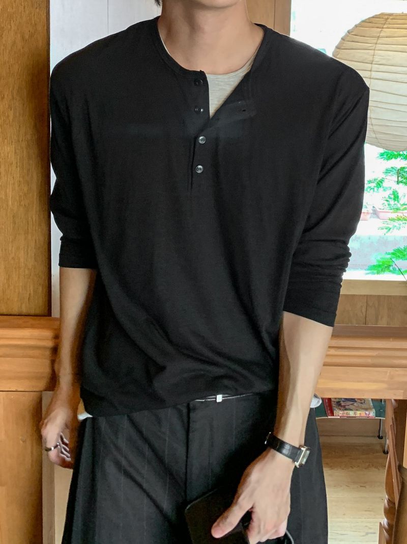 Paul Layered Henley Neck Long Sleeve