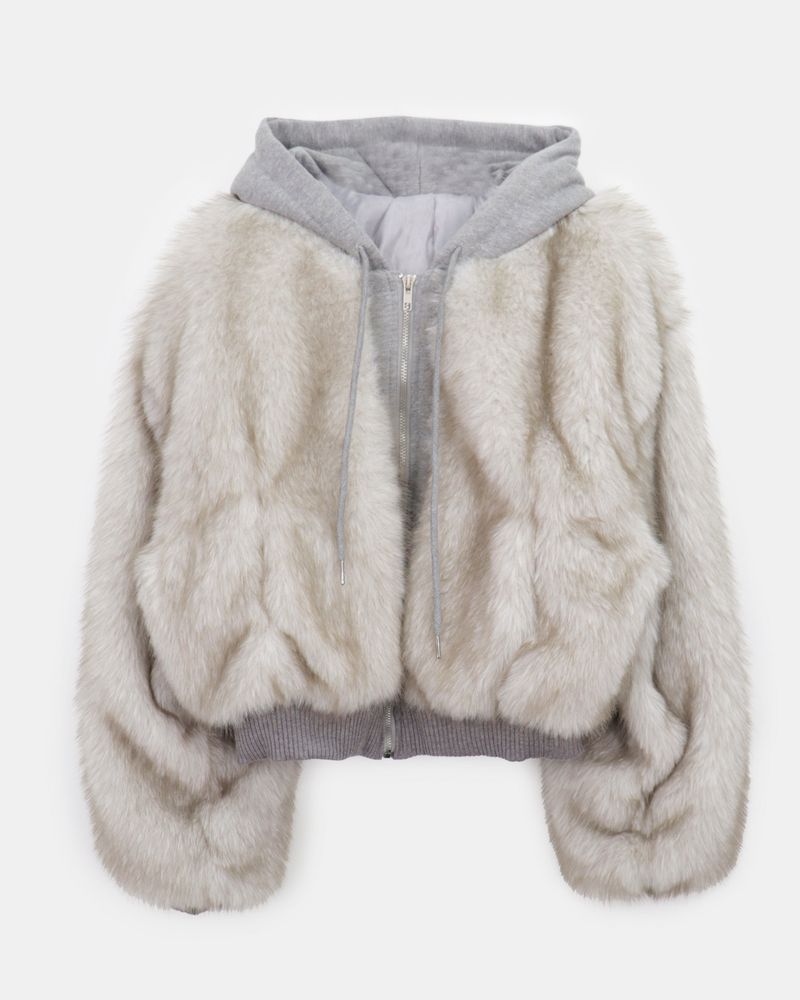 Dihi Two-Tone Faux Fur Quilted Hooded Zip-Up Jumper