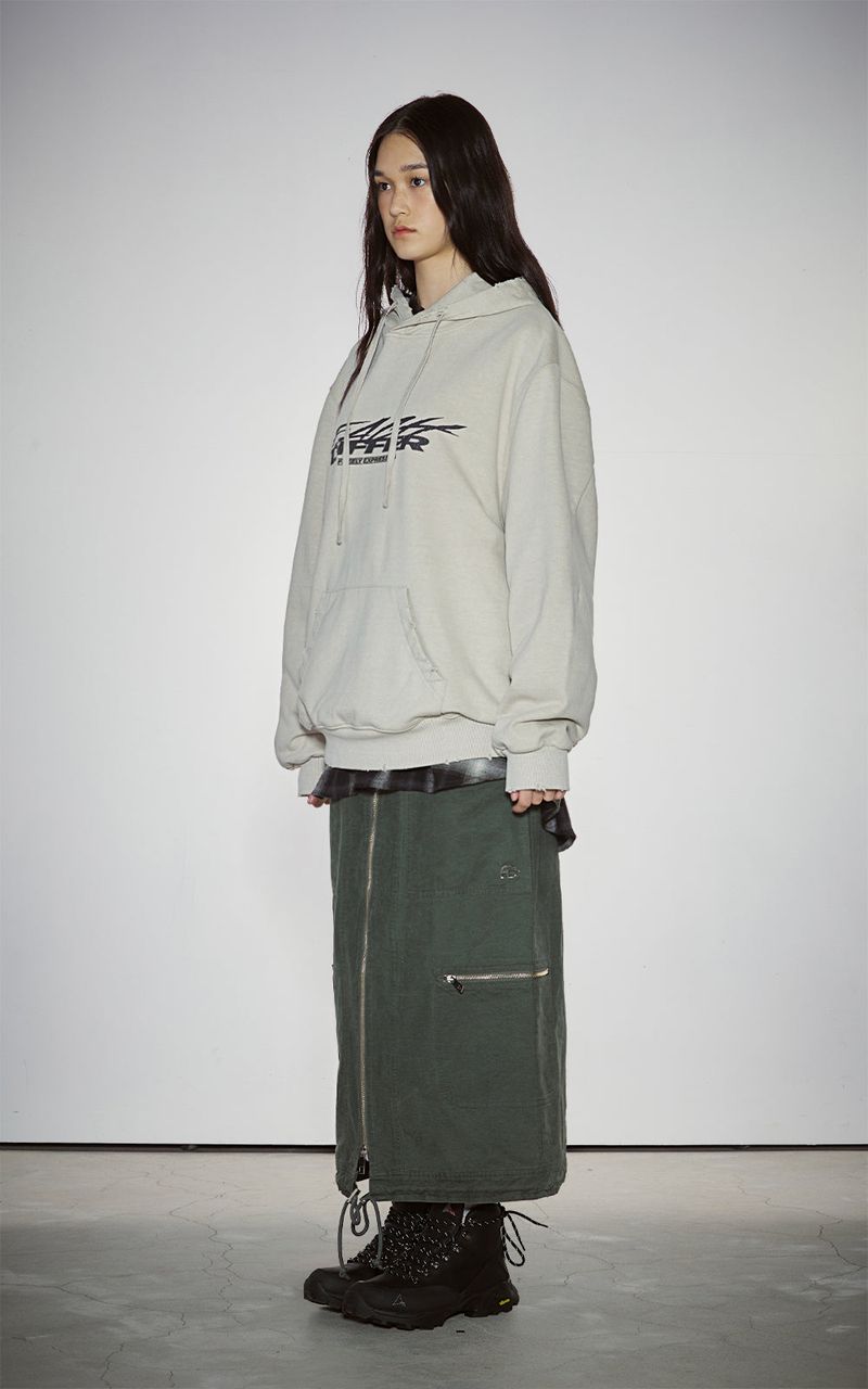 GRAFFITI CRACK HOODIE_BEIGE GRAY