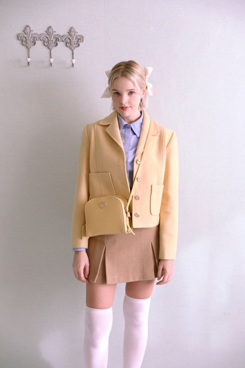 Half Moon Cow Leather Cross Bag ( Butter )