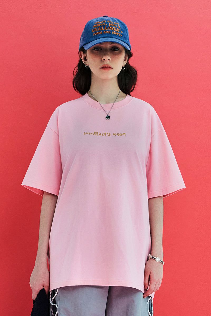 UNALLOYED(アナロイド)の「LOGO LEAF T SHIRT / PINK(Tops)」