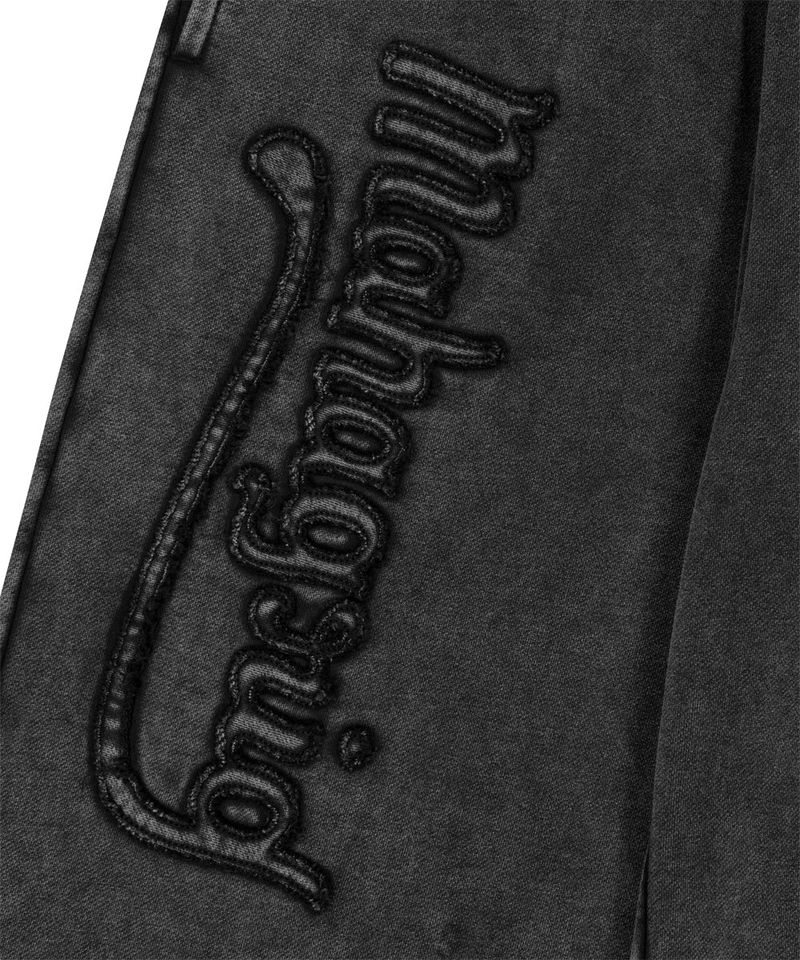 WASHED CUT OFF APPLIQUE SWEAT PANT