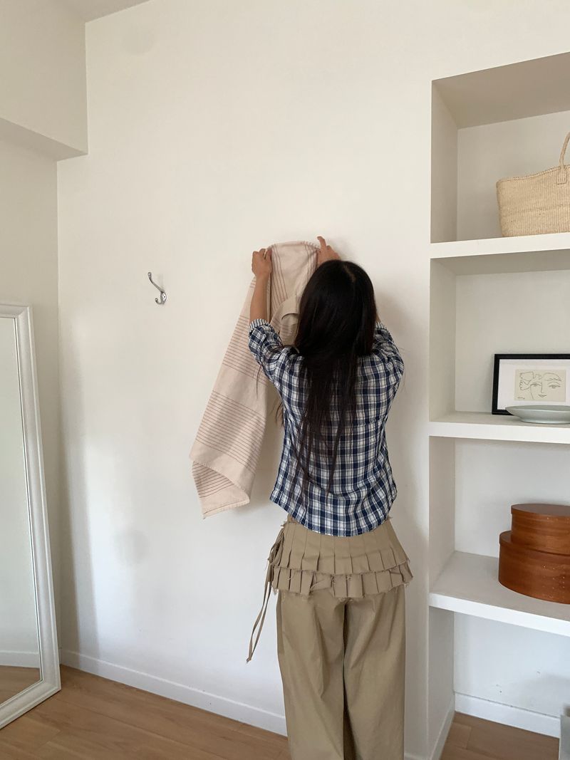 WASHED CHECK FRILL SHIRT (2C)