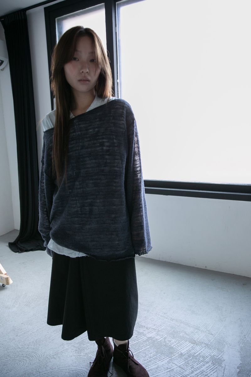 soft slub loose knit top(2colors)