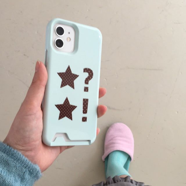 Dot Star Light Green Card Wallet Glossy Hard Case