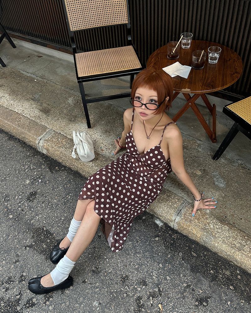 Chocolat Dot See-Through Bustier Blouse