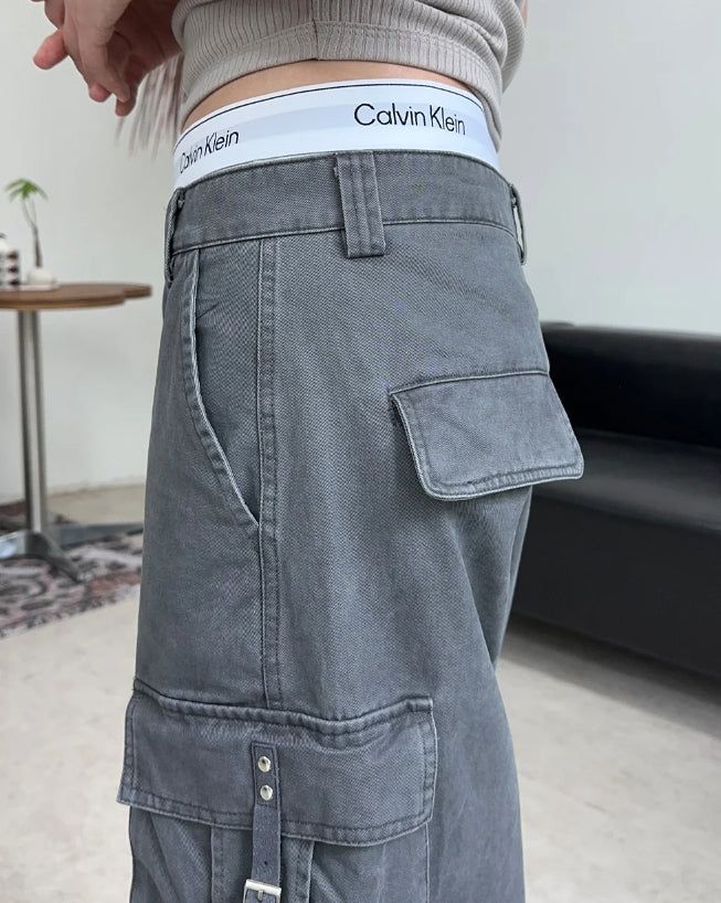 カーディンウォッシュドストラップカーゴパンツ