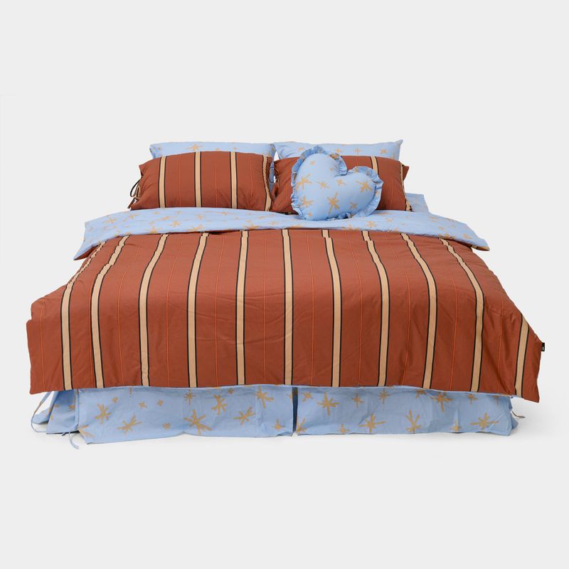 Starry brown Stripe Duvet Cover - K size