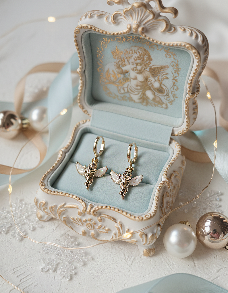 [MEOVV Sooin Earrings] Baby Angel Huggies Earrings - Gold Color