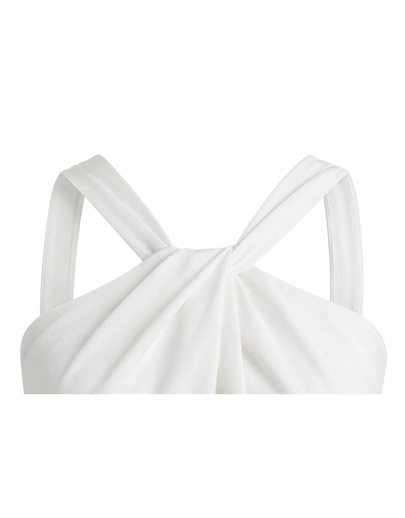 Sia Twist Drape Flare Sleeveless Blouse White