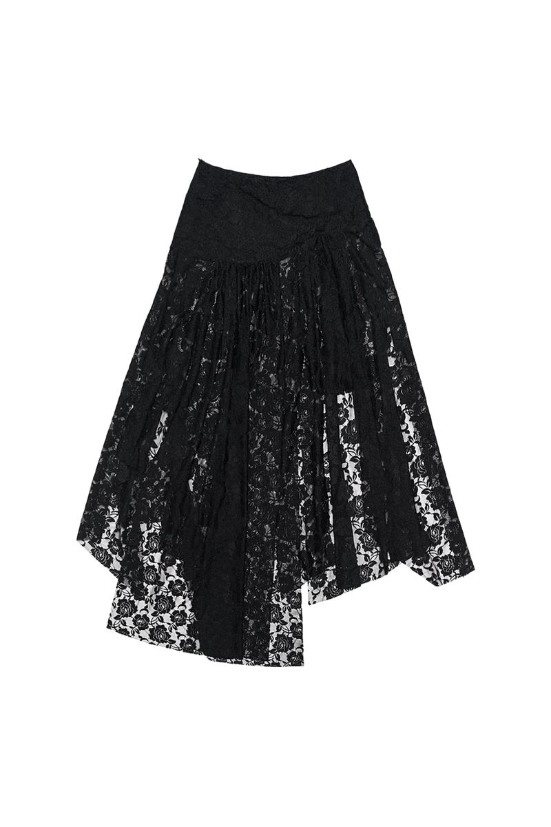 DARLING, YOU ARE BAD（YOU ARE BAD）の「LACE ASYMMETRIC SHIRRING SKIRT #BLACK（Skirts）」