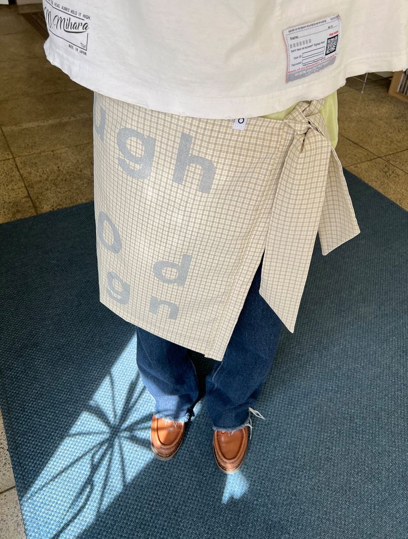 000Design Check Tie Bag / C Ivory