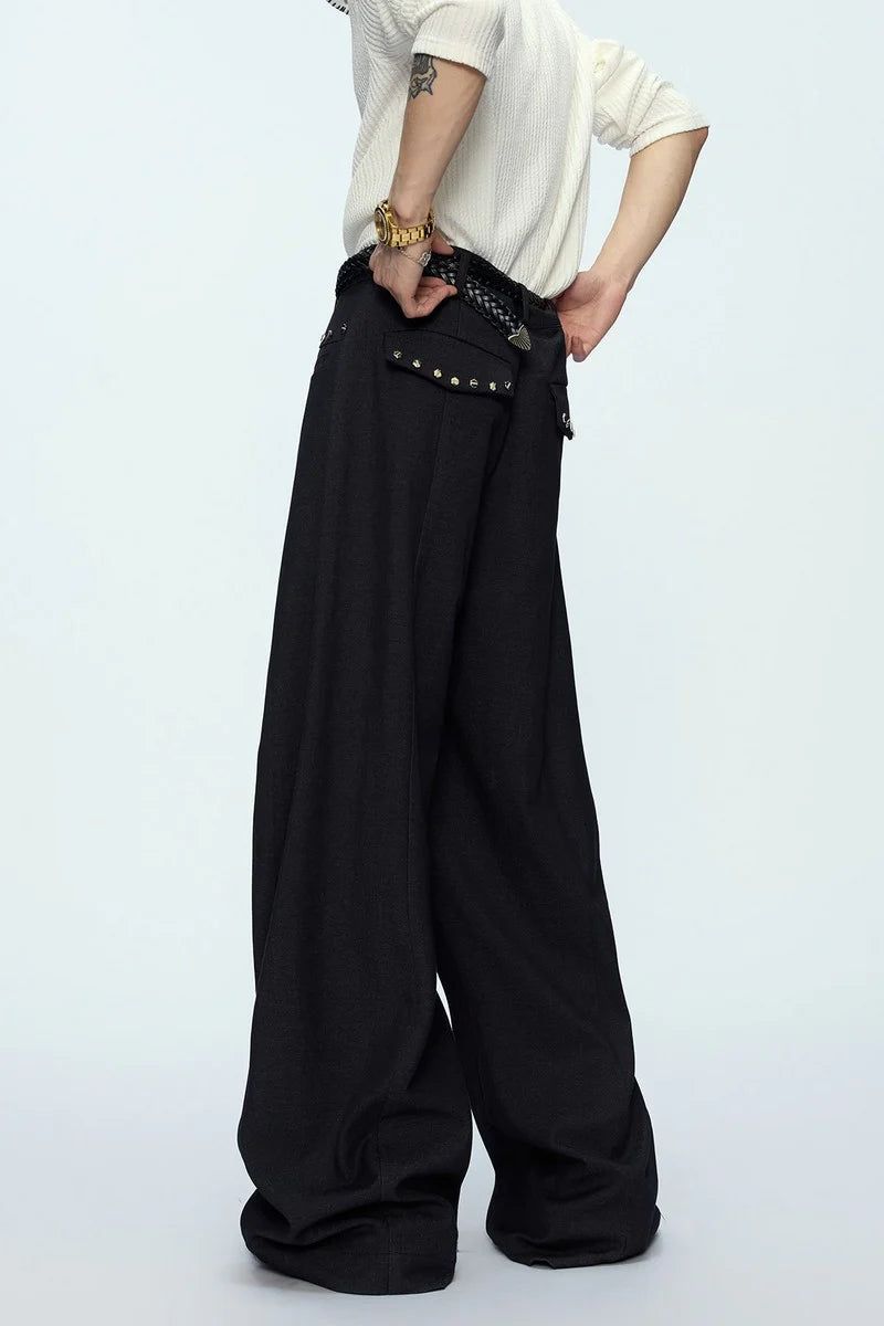 Deconstructed Wool Blend Suit Trousers
