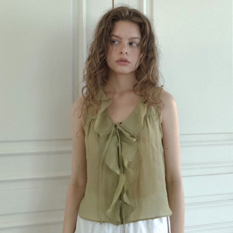 Passionate ruffle blouse (yellow green)