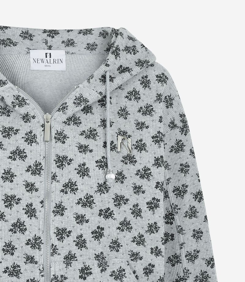 CornFlower Waffle Hooded Zip-Up