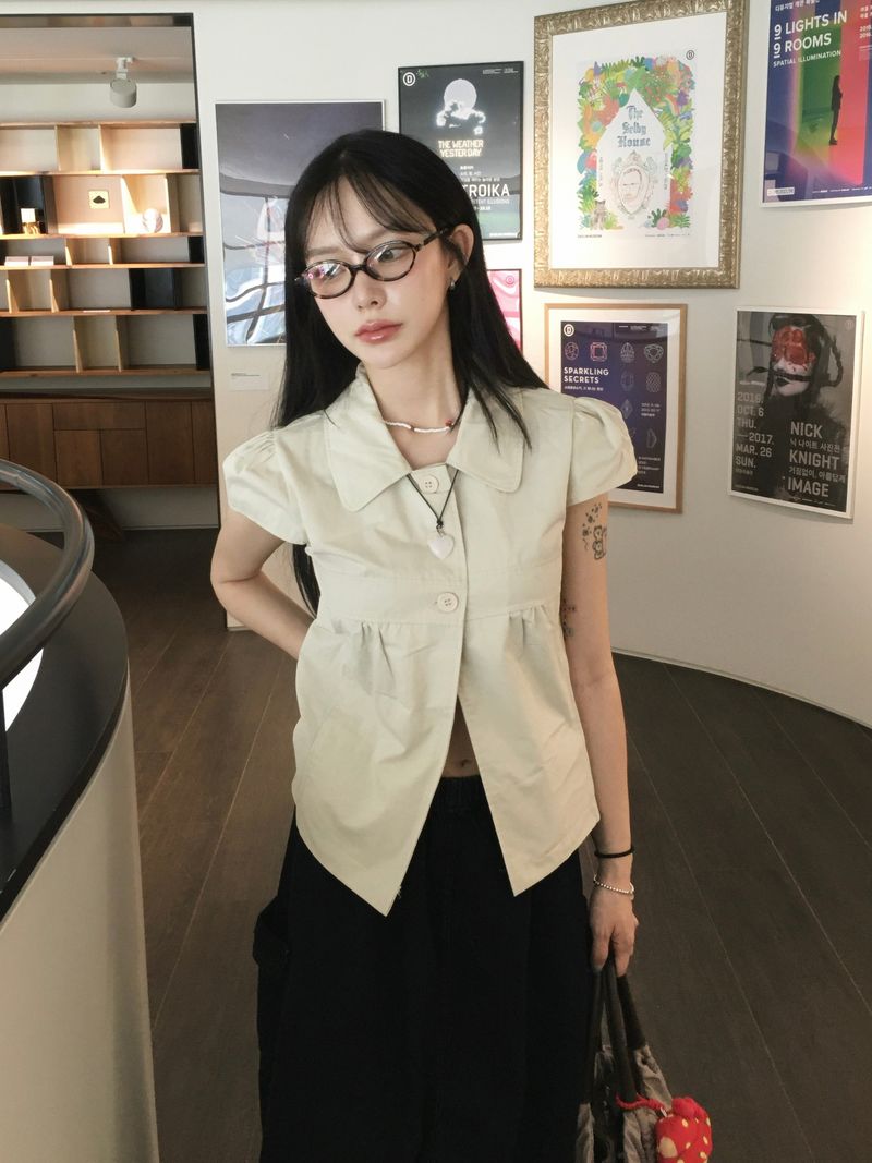 Eddie Collar Short Sleeve Blouse (2c)