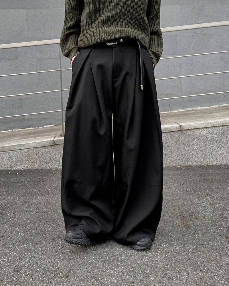 Ian Double-Pleat Wide Slacks