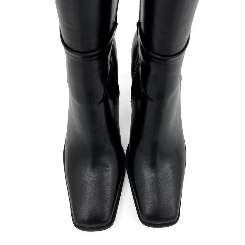 Square toe mink fur long boots (2 Color)